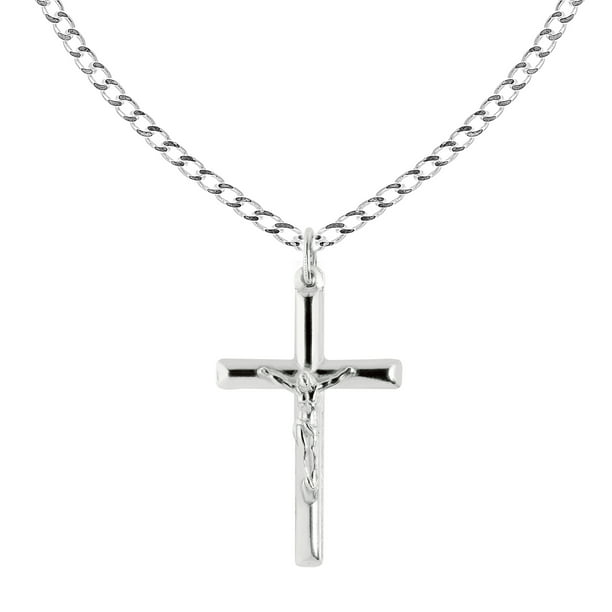 Gents Sterling Silver Crucifix Cross Pendant and 20" chain Gift Boxed
